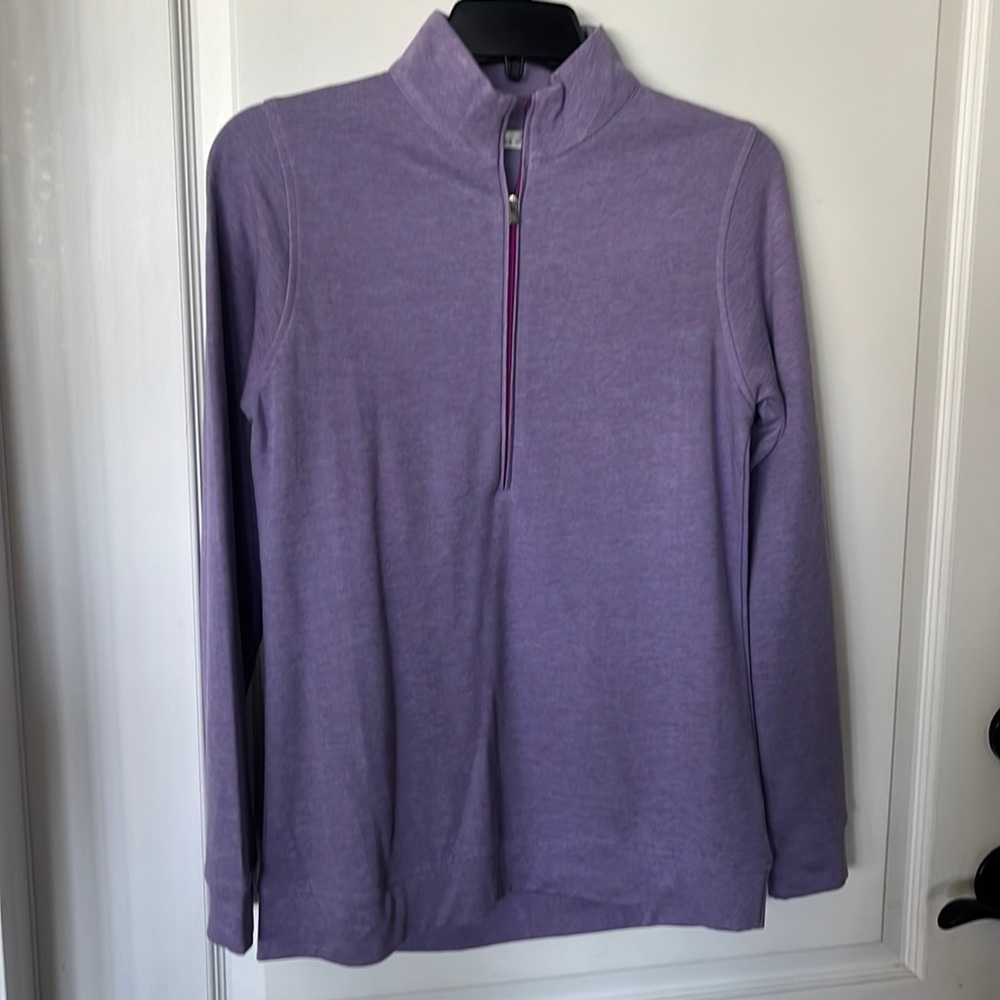 EUC Peter Millar, half zip, lavender and gray cozy luxury sweatshirt, size small